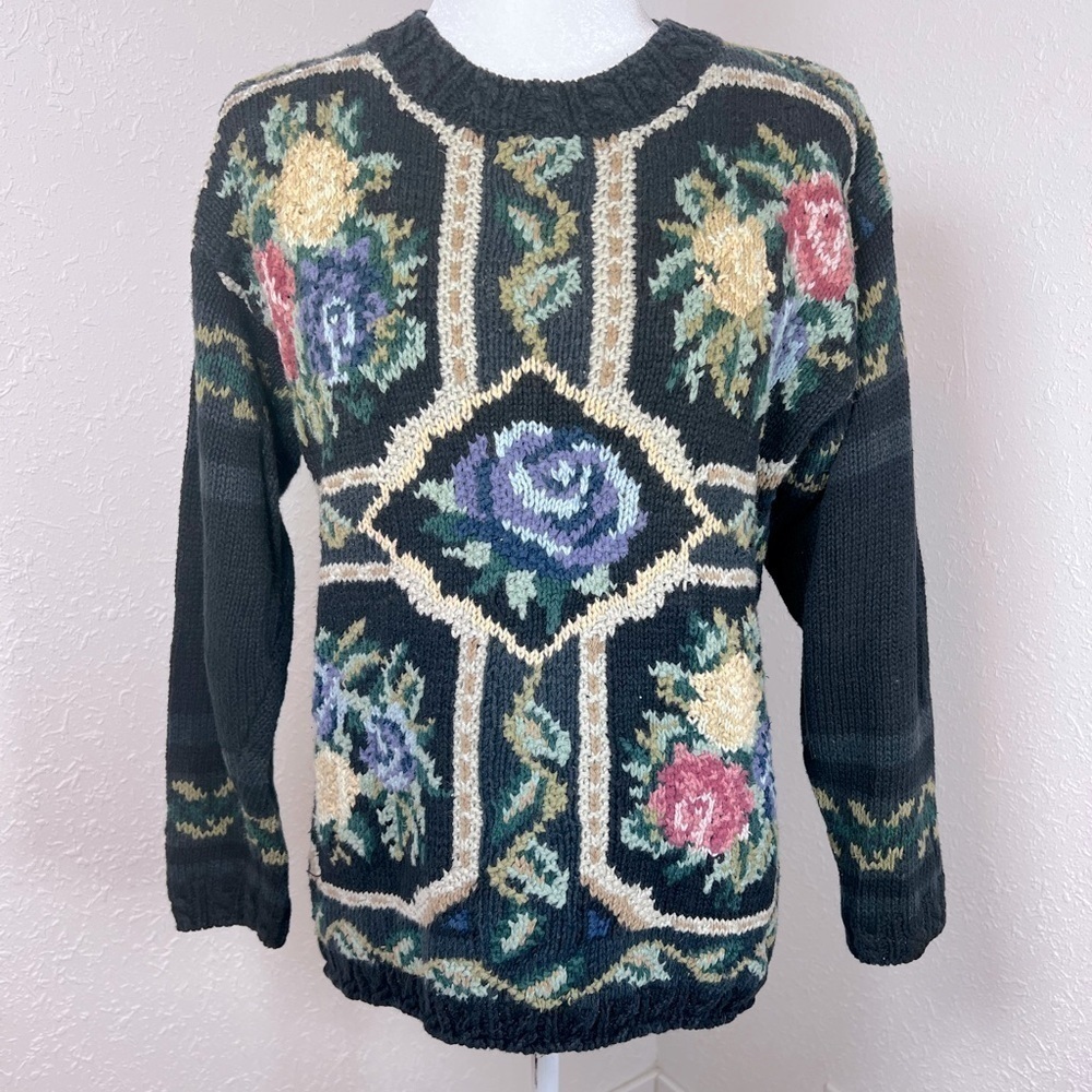Beautiful VNTG Floral‎ Grandma Knit Sweater